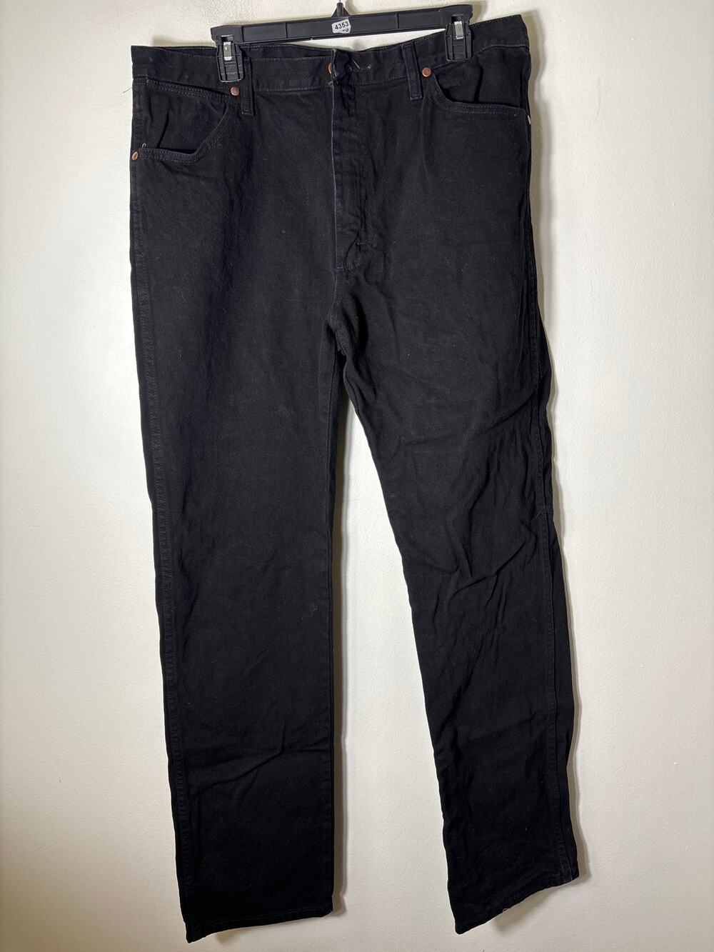 Men's Wrangler Dark Black Denim Jeans Sz 36x34